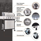 Large Outdoor 42K BTU BBQ Stainless Steel Propane Gas Grill With 4 Burners (SAK61283)
