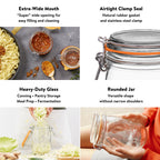 Le Parfait Super Jars, French Glass Canning Jars with Stainless Wire-Bail Clamp Lid