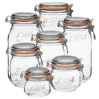 Le Parfait Super Jars, French Glass Canning Jars with Stainless Wire-Bail Clamp Lid