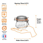 Le Parfait Super Jars, French Glass Canning Jars with Stainless Wire-Bail Clamp Lid