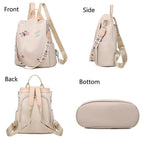Cloth Backpack Female Embroidery Backpack Bag Nylon Anti-Theft Waterproof Women's Backpack Fashionable Anti-theft Women Backpacks Nice Print School Bag High Quality Large Capacity Backpack (