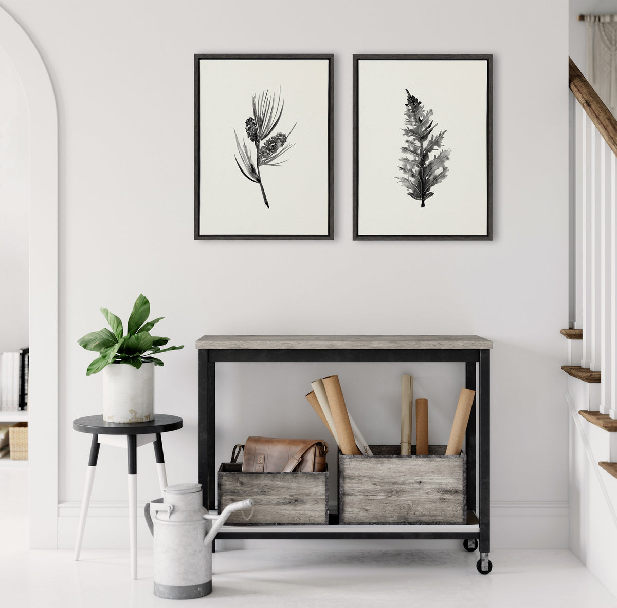 Sylvie Vintage Botanical 3 and 4 Framed Canvas Set by Teju Reval of SnazzyHues
