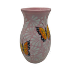 Pink & White Talavera Vase | Monarch Butterfly Motif