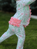 Christmas Tree Wreath Print Long Sleeve Zip Baby Girls Romper Rylee Faith Designs