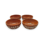 Set of 4 Handmade Brown & White Talavera Bowls | Artisan Dinnerware