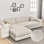 Sofa Cover Geometric Couch Cover Elastic Sofa Cover for Living Room Pets Corner L Shaped Chaise Longue Sofa Slipcover Shaped Sofa Slipcovers with Elastic Bottom, Jacquard Chaise Lounge Set for Living Room