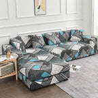 Sofa Cover Geometric Couch Cover Elastic Sofa Cover for Living Room Pets Corner L Shaped Chaise Longue Sofa Slipcover Shaped Sofa Slipcovers with Elastic Bottom, Jacquard Chaise Lounge Set for Living Room