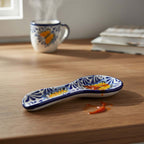 Talavera Spoon Rest | Blue & White Monarch Butterfly