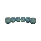 Hand-Blown Stemless Wine Glass | Blue Green Confetti Design