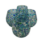 Hand-Blown Stemless Wine Glass | Blue Green Confetti Design