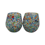 Handblown XL Stemless Wine Glass | Confetti Pebble Pattern