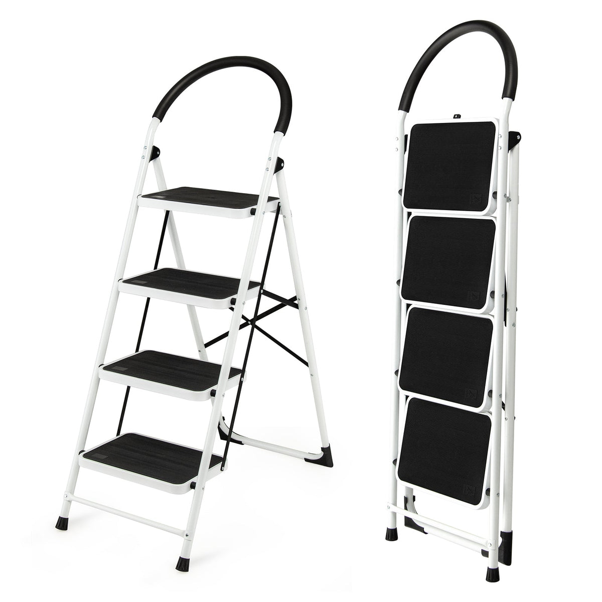 4-Step Folding Ladder with Anti-Slip Pedal Platform 330Lbs Capacity DirectDeals