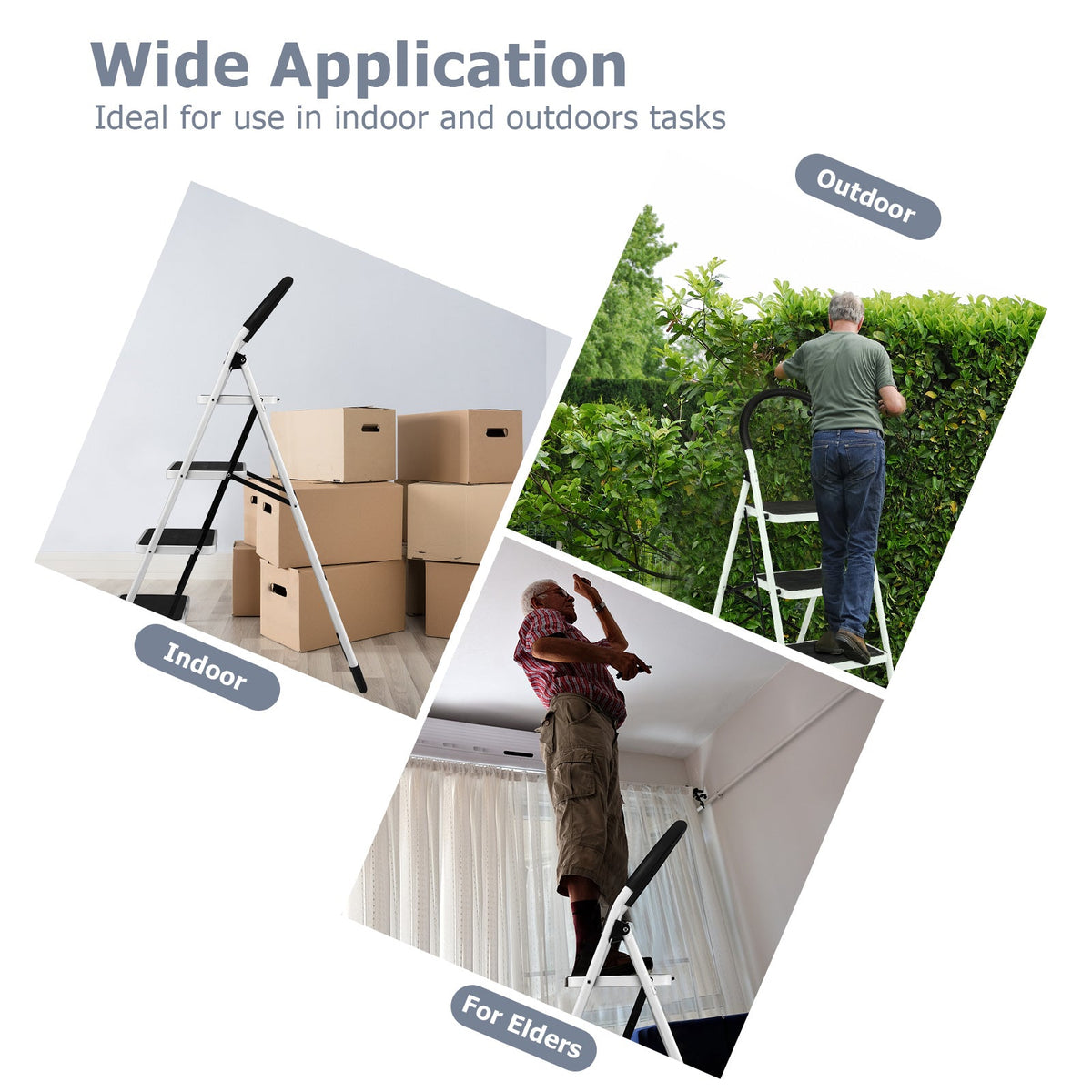 4-Step Folding Ladder with Anti-Slip Pedal Platform 330Lbs Capacity DirectDeals