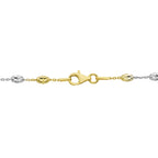 Tri Tone Sterling Silver Moon Cut Chain Necklace 18 Inch