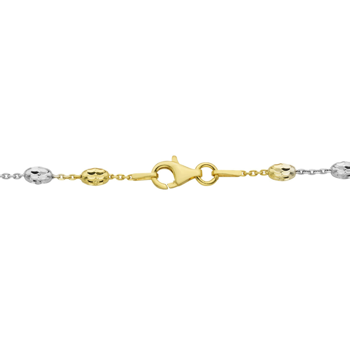 Tri Tone Sterling Silver Moon Cut Chain Necklace 18 Inch