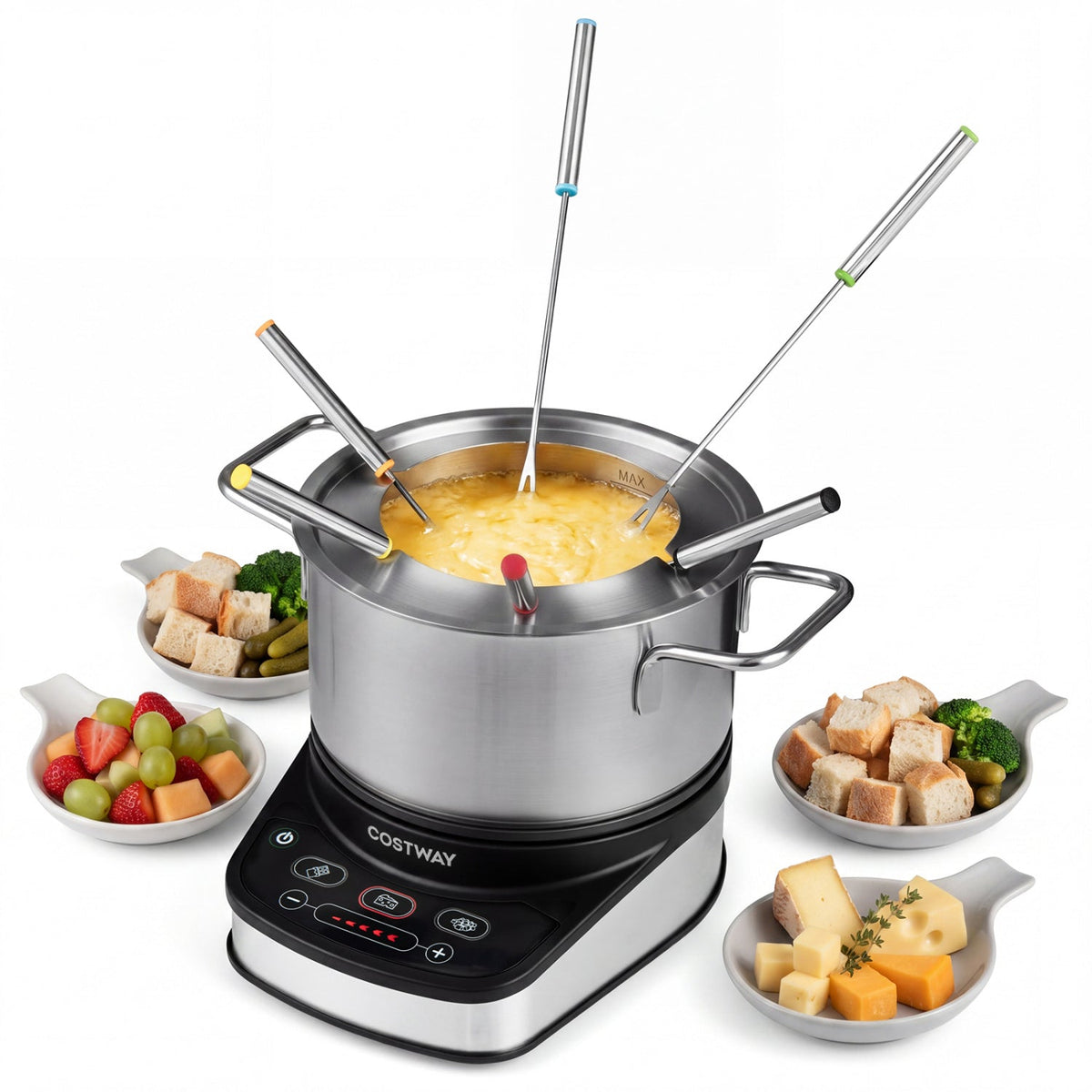 Electric Fondue Pot Set 3.2 QT with 6 Forks and Temperature Control DirectDeals