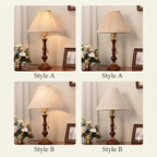 Handcrafted Wooden & Fabric Table Lamp | Classic Pull-Chain Bedside Desk Light