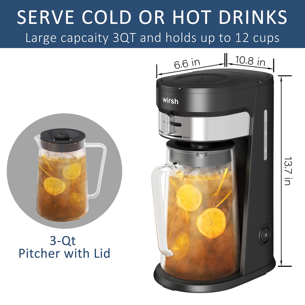 Wirsh Iced Coffee Maker, Iced Tea Maker with 85 Ounce Pitcher, Strength Control and Reusable Filter