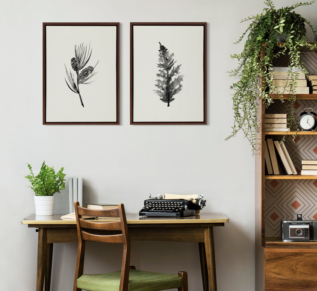 Sylvie Vintage Botanical 3 and 4 Framed Canvas Set by Teju Reval of SnazzyHues